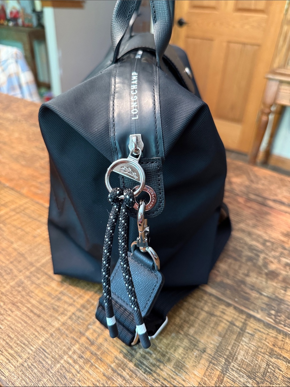Longchamp Le Pliage Energy - Handbag L Black Nylon Shoulder Tote w Leather Trim - Picture 6 of 17